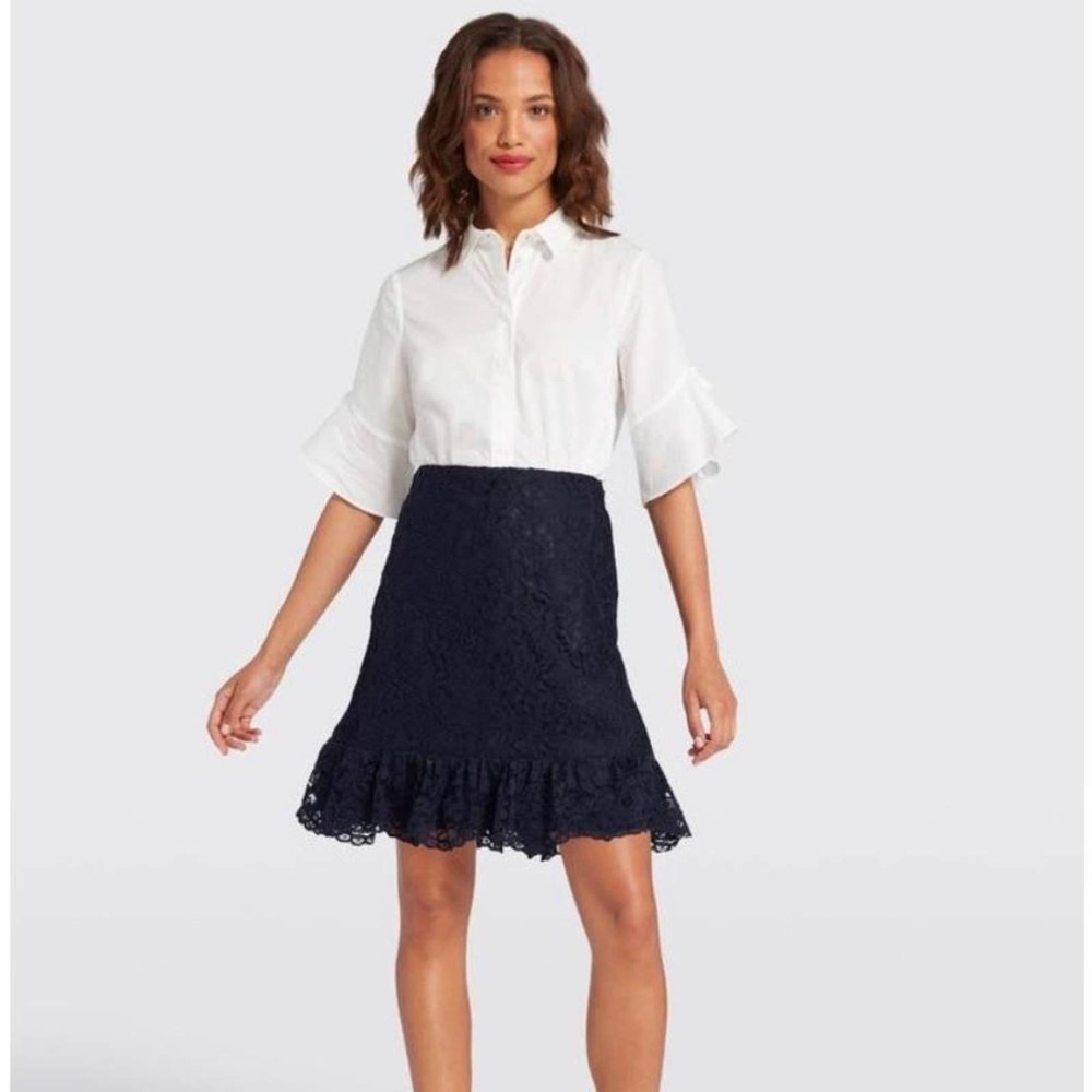 Draper James Tulip Lace Skirt Navy NWT Size 8